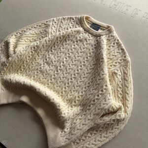 Vintage 80s Fisherman Geccu Cable Knit Sweater Pure New Wool Australia